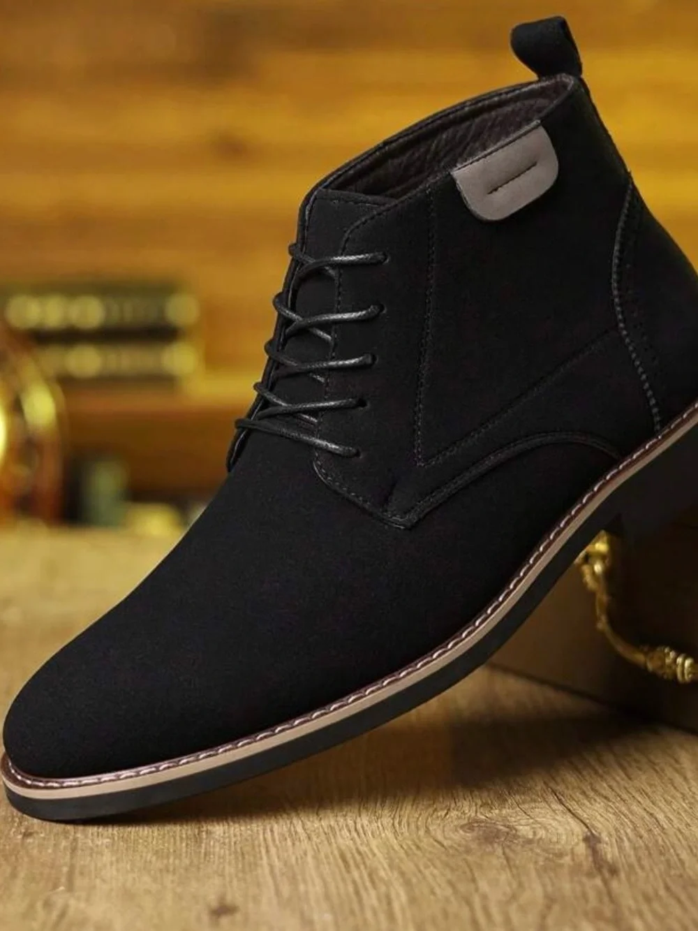 New High-Top Leather Ankle Boots, Suede Leather British Vin
